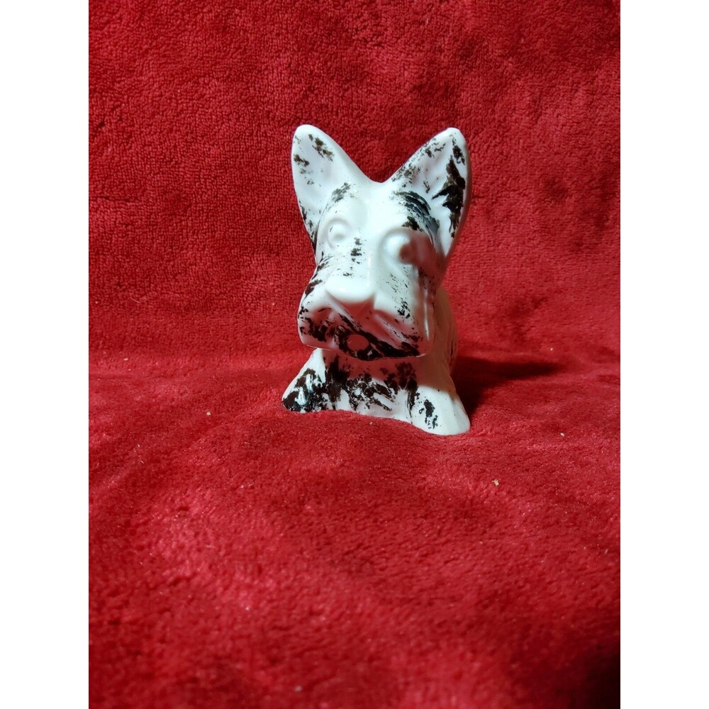 Vintage Miniature Scottish Terrier Dog Porcelain Figurine Planter Trinket Jewelr